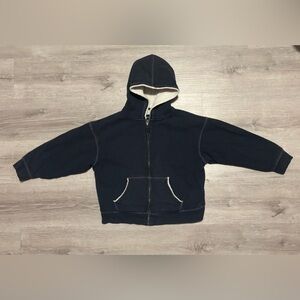 Boy’s Lands’ End Navy Fleece Lined Hooded Jacket S/8